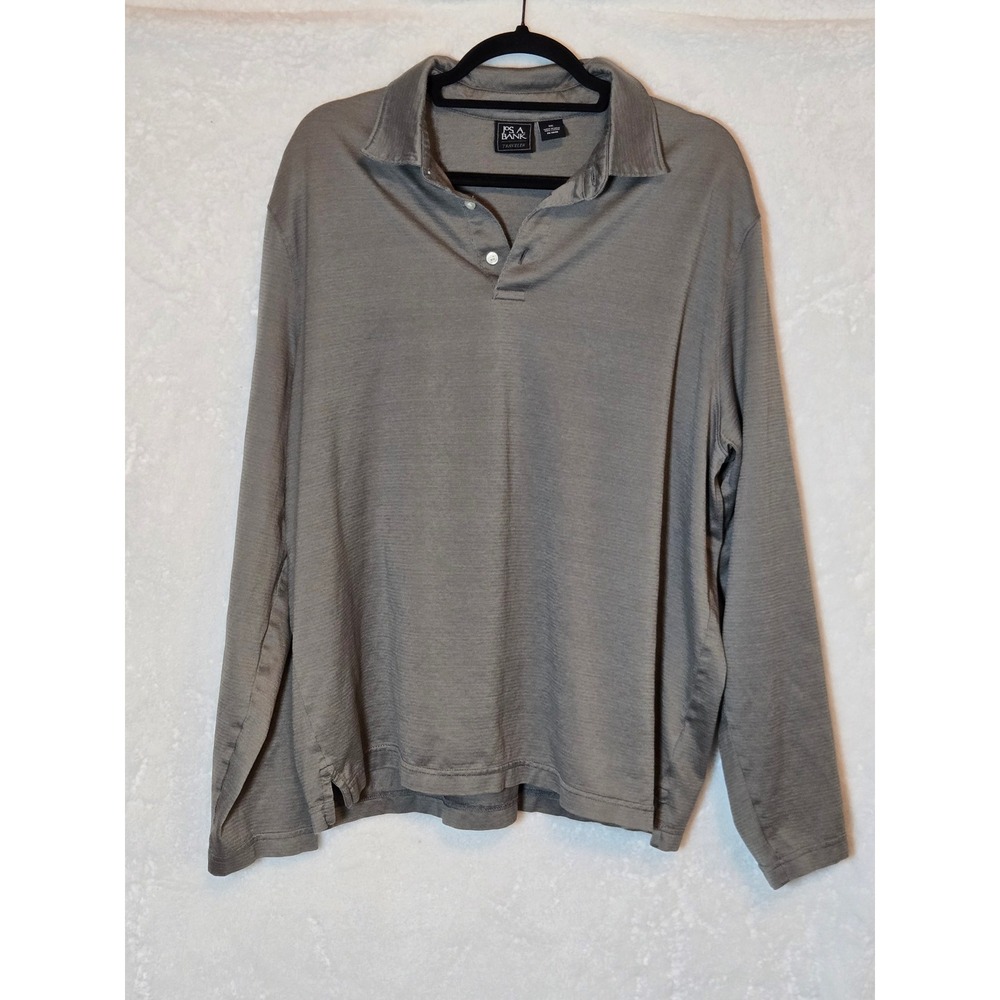 Jos. A. Bank Traveler Mens XXL Polo Shirt Olive Green Long Sleeve 100% Cotton